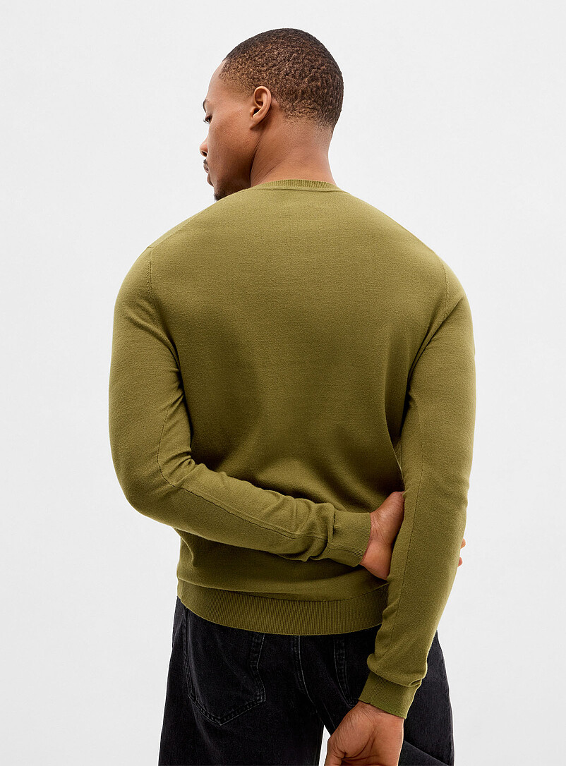 Le 31: Le chandail col rond tricot soyeux Noir pour homme