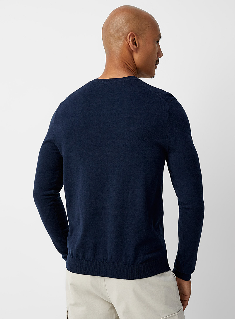 Le 31: Le chandail col rond tricot soyeux Noir pour homme