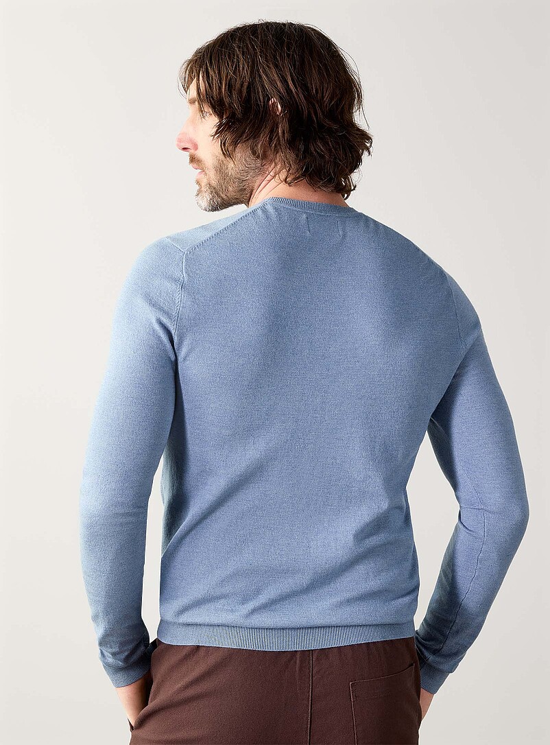 Le 31: Le chandail col rond tricot soyeux Noir pour homme