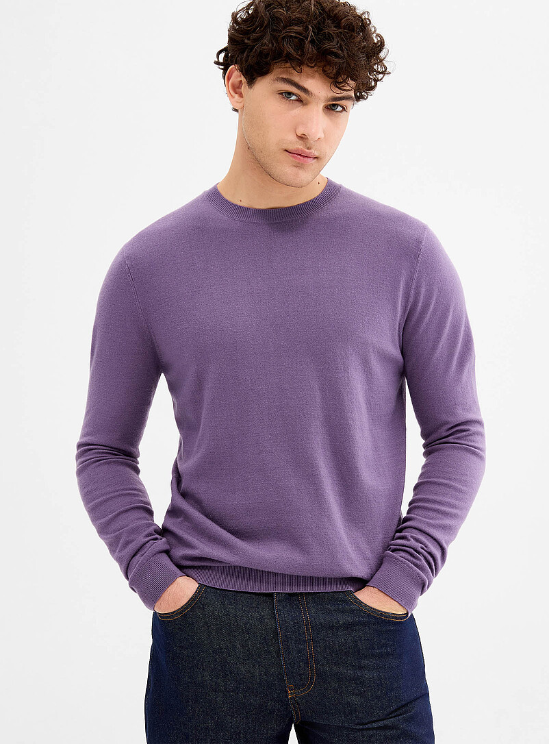 Le 31: Le chandail col rond tricot soyeux Noir pour homme