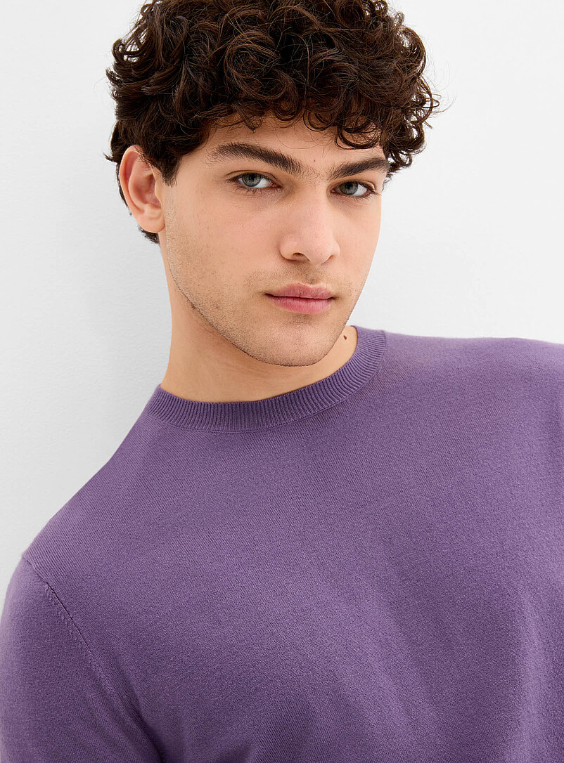 Le 31: Le chandail col rond tricot soyeux Noir pour homme