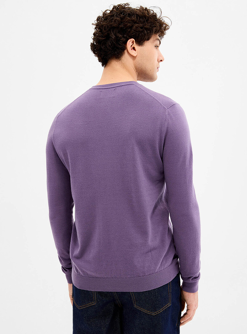 Le 31: Le chandail col rond tricot soyeux Noir pour homme