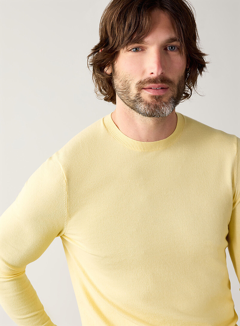 Le 31: Le chandail col rond tricot soyeux Noir pour homme