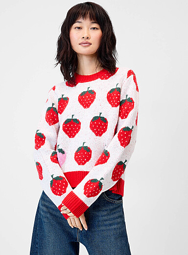 Twik Off White Repeated pattern jacquard sweater for women
