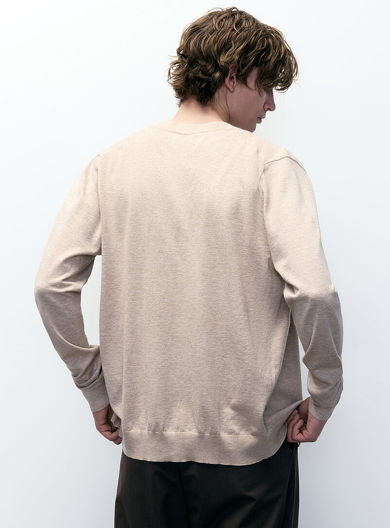 Le 31: Le cardigan tricot soyeux &Eacute;cru &agrave; motifs pour homme