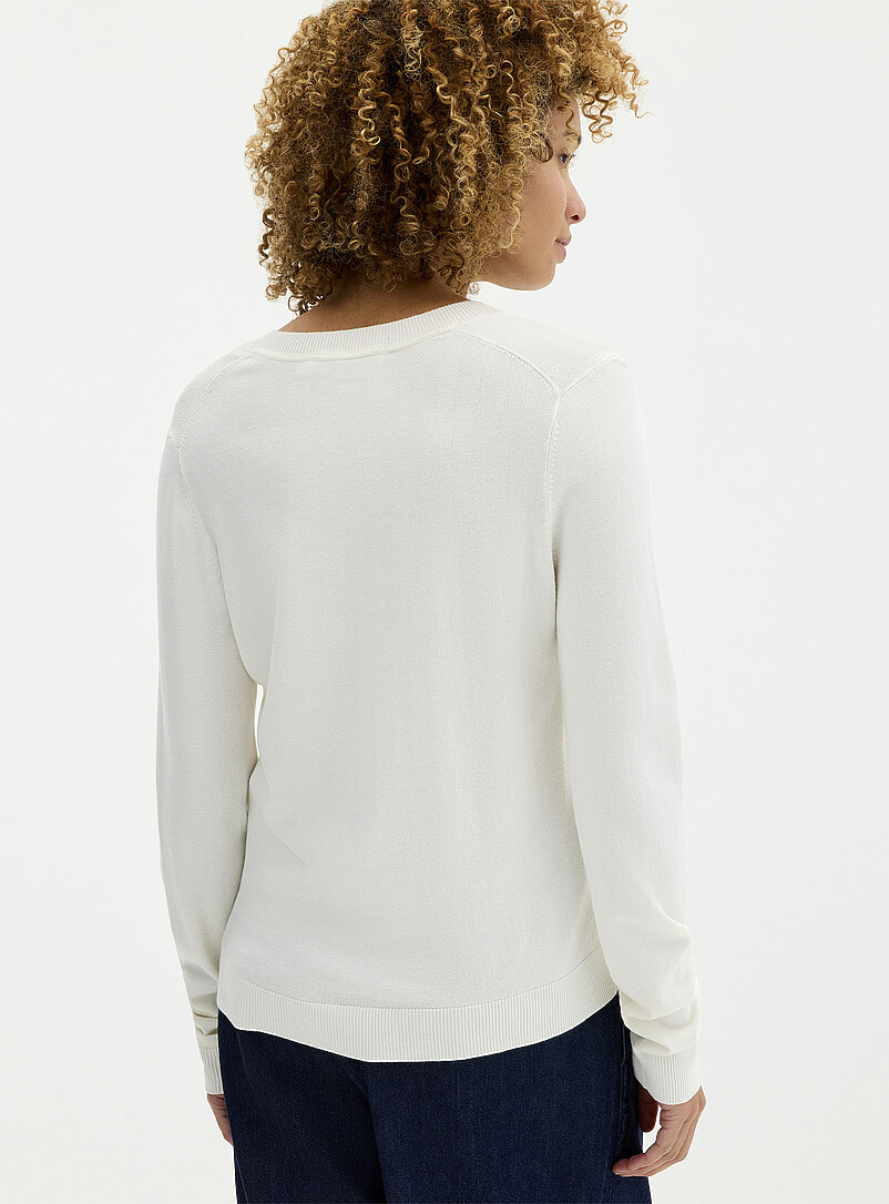 Contemporaine Hazelnut Fine-knit V-neck sweater for women