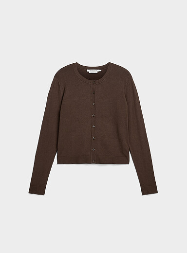 Le cardigan col rond fin tricot