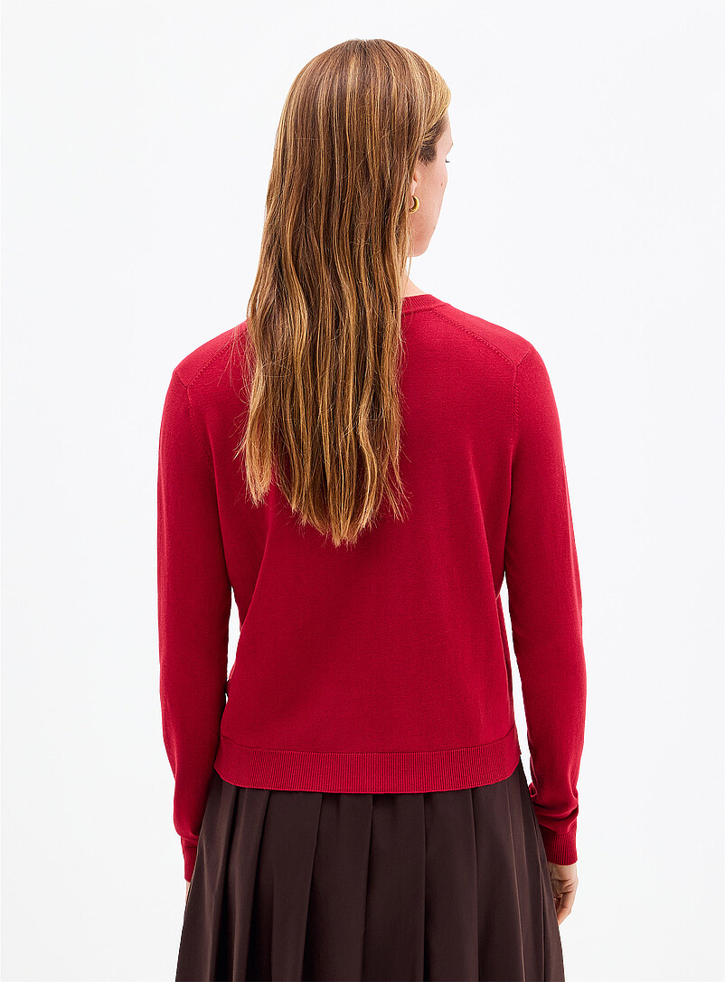 Contemporaine Black and White Fine-knit crew-neck cardigan for women