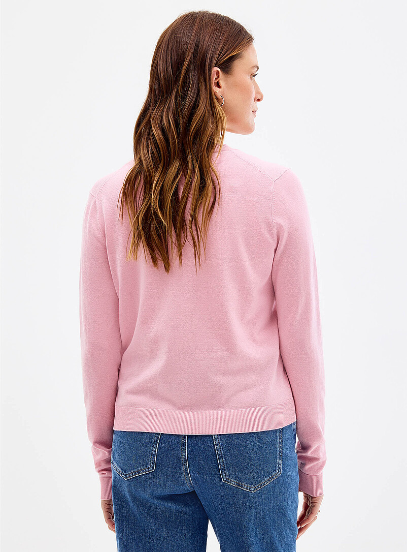Contemporaine: Le cardigan col rond fin tricot Blanc et noir pour femme