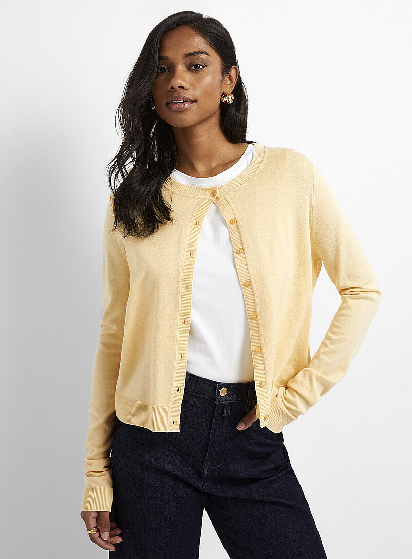 Cardigan Femme Classique à Col Rond Et Boutonnage Devant - Tricot Ouvert, Polyester, Pour Automne/hiver - 11