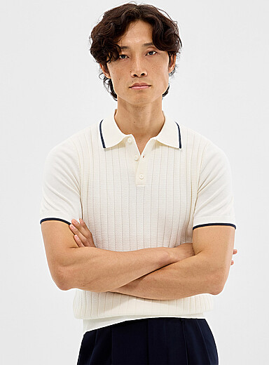 Le polo tricot larges c&ocirc;tes