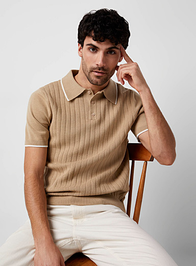 Le 31 Honey Wide-rib knit polo for men