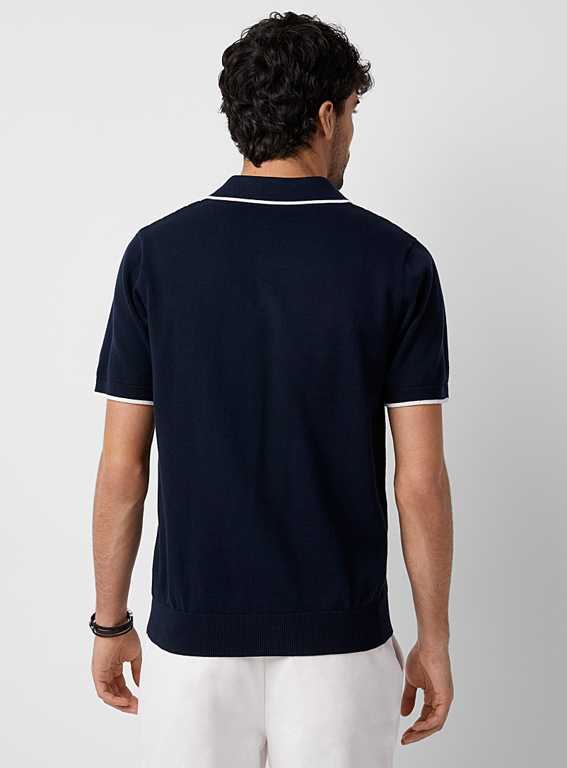Le 31 Green Wide-rib knit polo for men