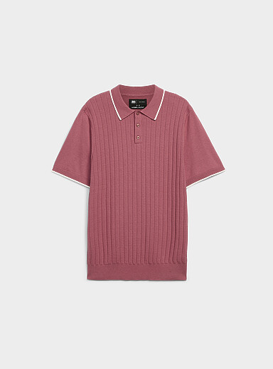 Le 31 Coral Wide-rib knit polo for men