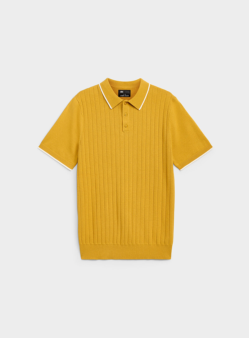 Le 31 Green Wide-rib knit polo for men