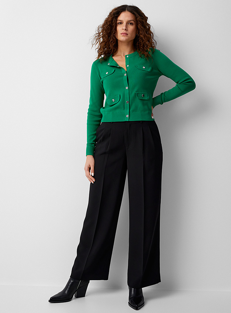 Contemporaine Emerald/Kelly Green Silver-button cardigan for women