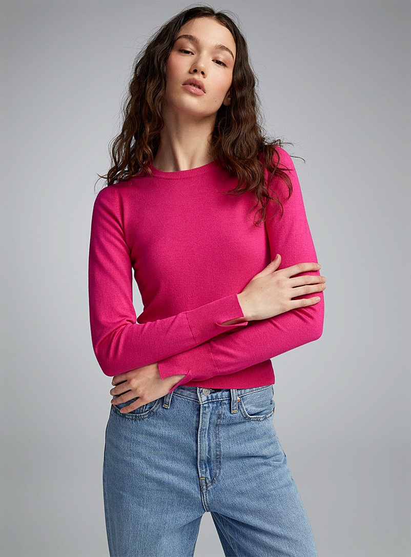 Twik: Le chandail tricot mince Rose pour femme