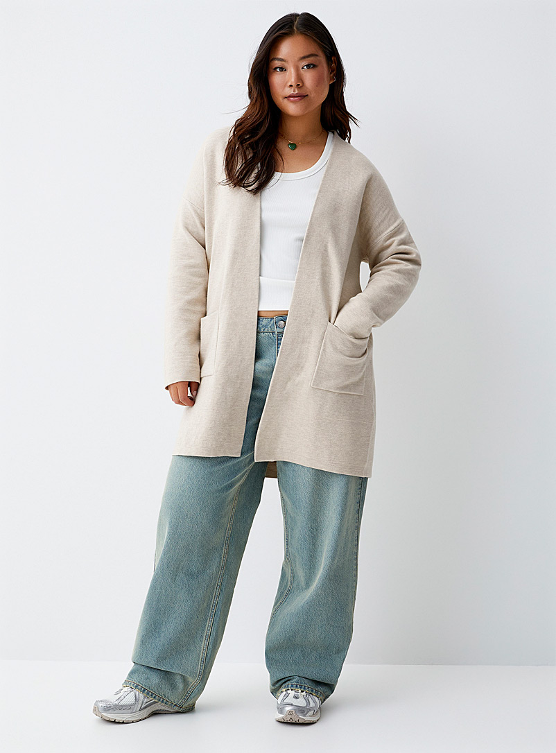 Twik Chocolate/Espresso Long patch-pocket cardigan for women