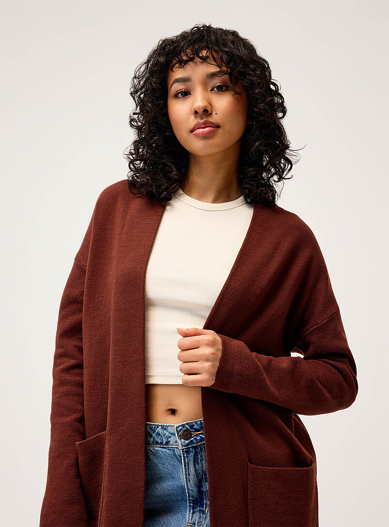 Twik Chocolate/Espresso Long patch-pocket cardigan for women