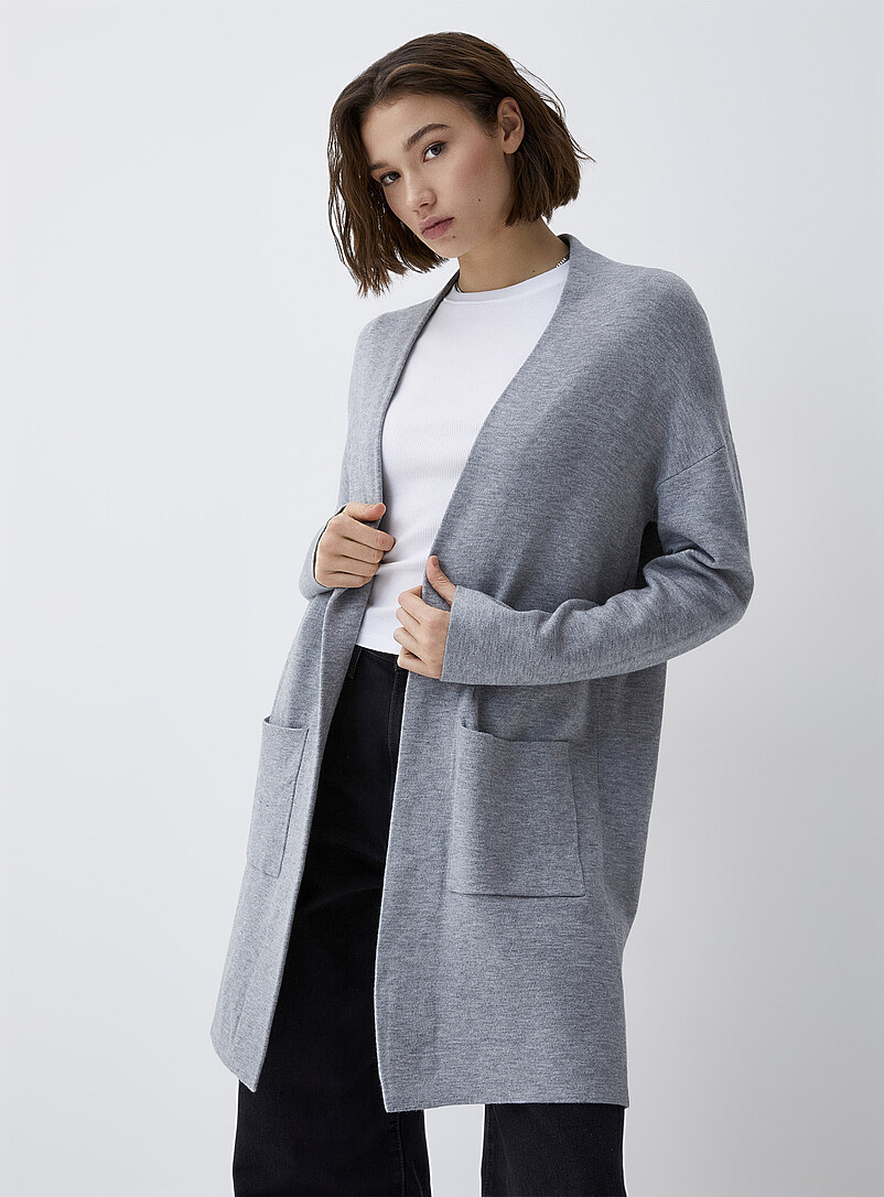 Twik Chocolate/Espresso Long patch-pocket cardigan for women