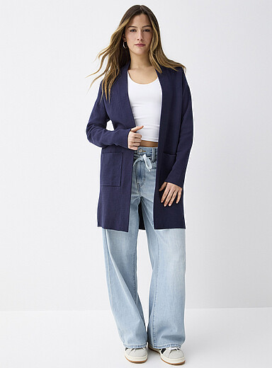 Le long cardigan poches plaqu&eacute;es