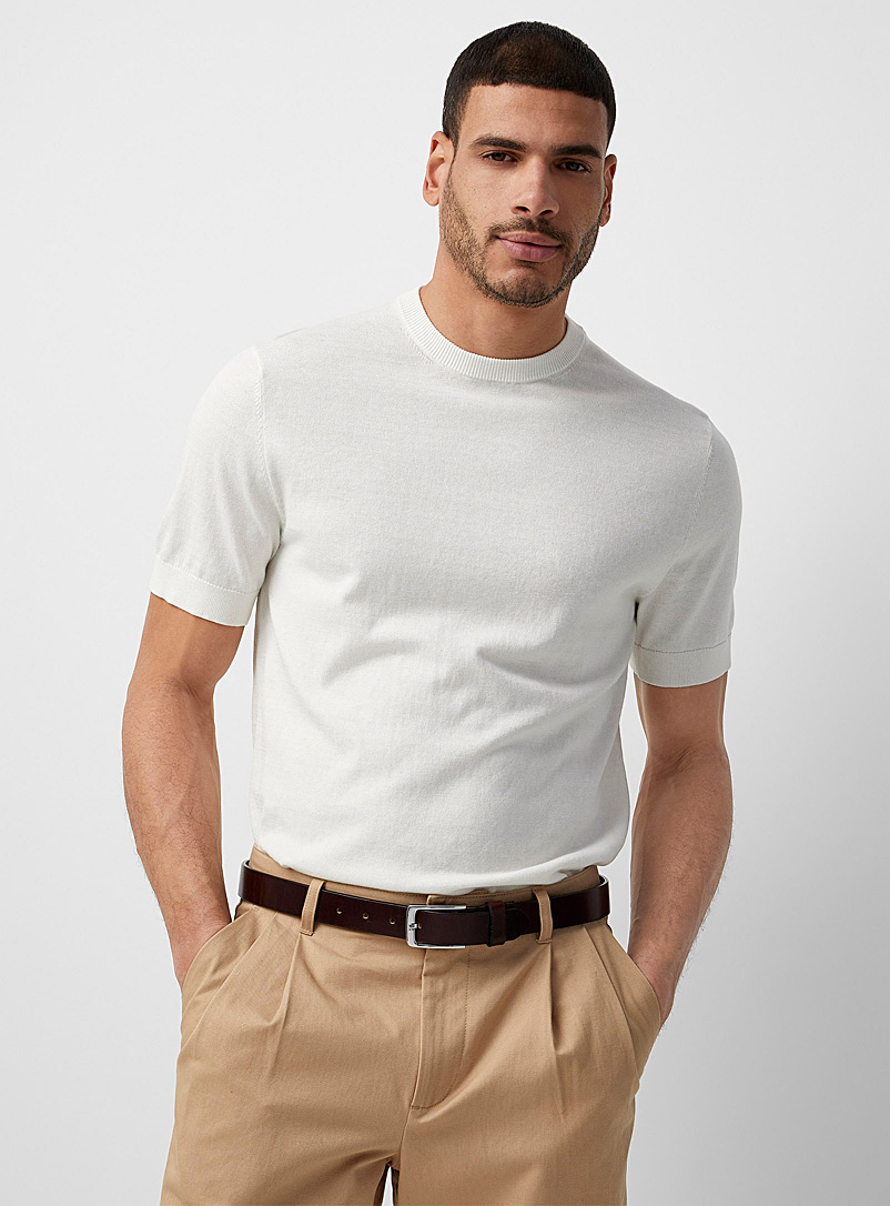 Le 31 Off White Minimalist fine-knit sweater for men