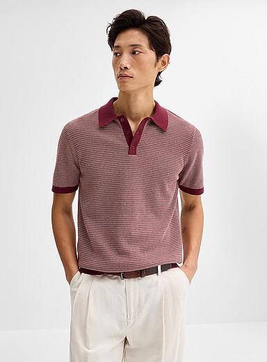 Retro stripe knit polo