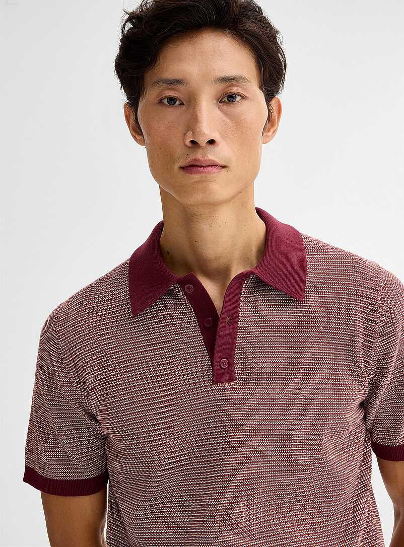 Le 31 Green Retro stripe knit polo for men
