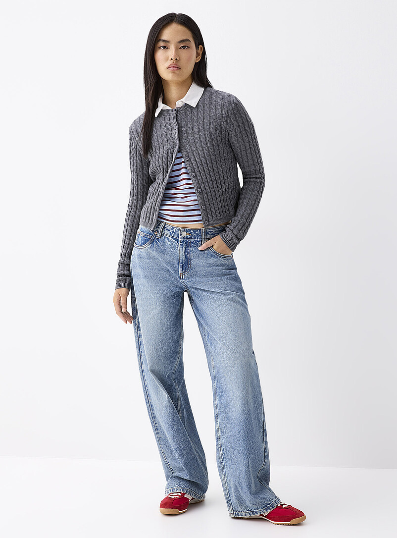 Twik Lilacs Mini-cable cropped cardigan for women