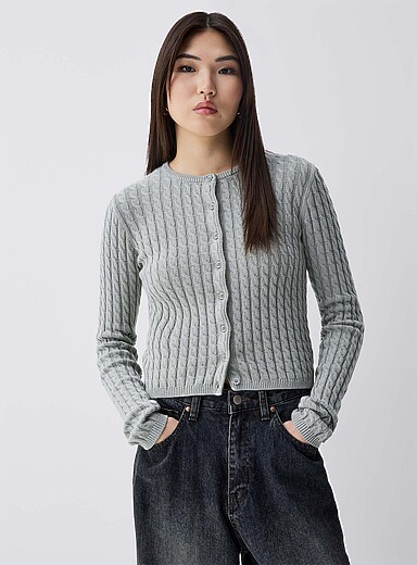 Mini-cable cropped cardigan