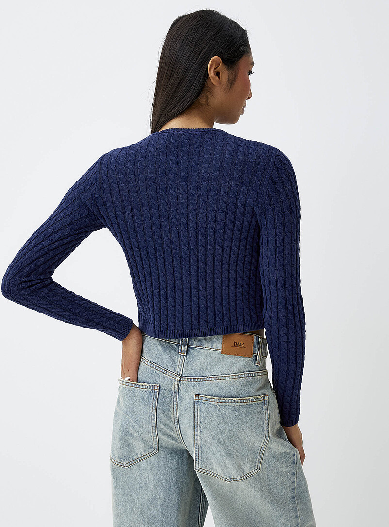 Twik Lilacs Mini-cable cropped cardigan for women