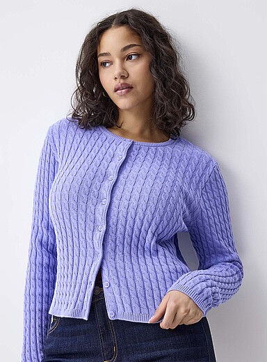 Twik: Le cardigan court minic&acirc;bles Bleu lilas pour femme