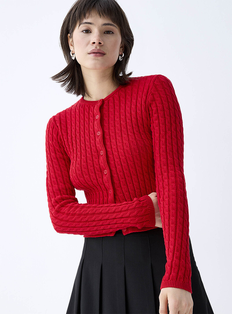 Twik Lilacs Mini-cable cropped cardigan for women