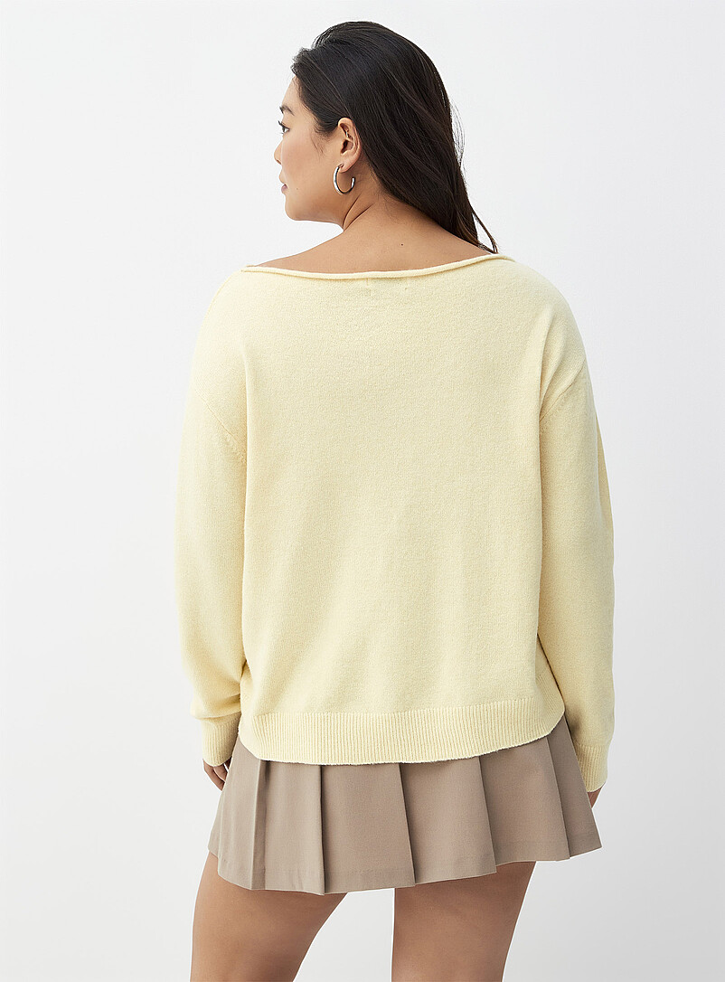Twik: Le chandail col bateau ultradoux Rubis - Vermillon pour femme