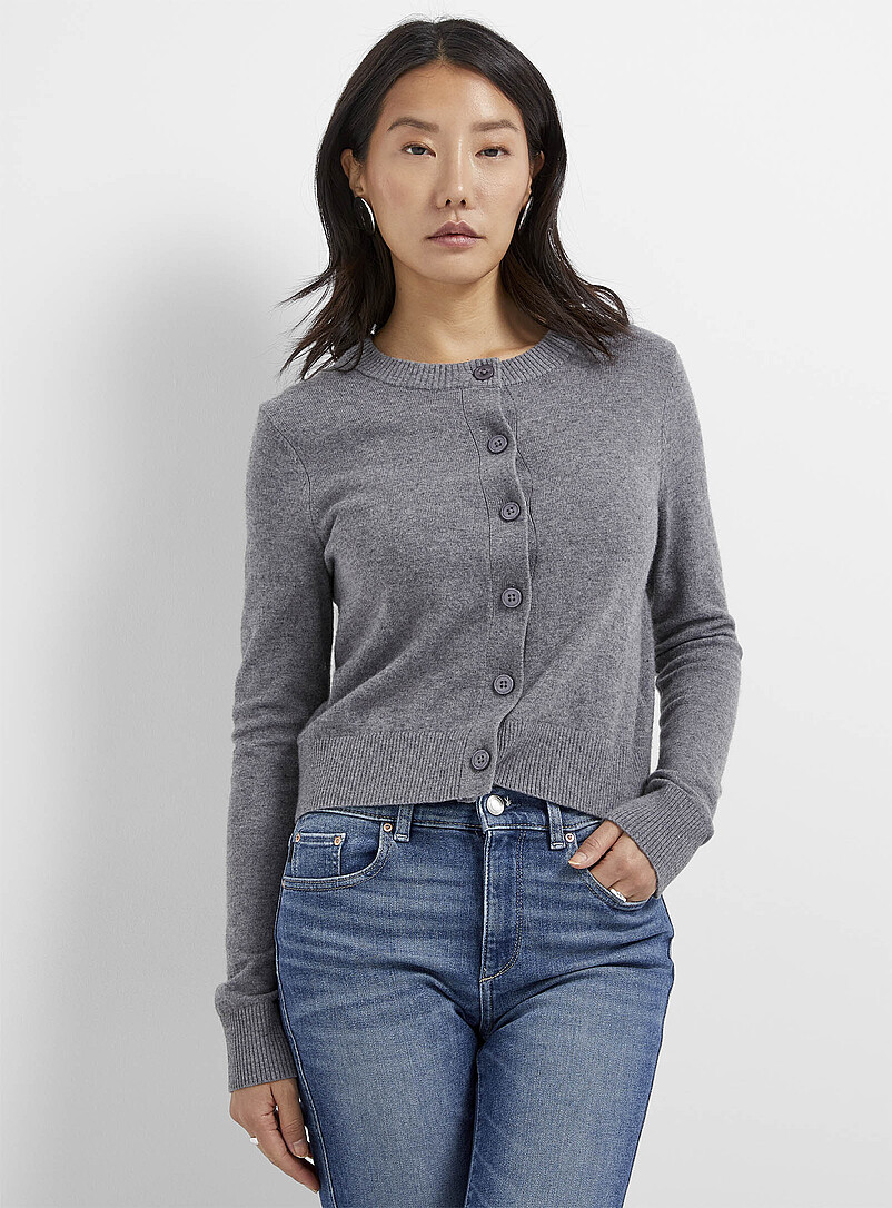 Gilet Femme Manches Longues - Col V Boutonné - Cardigan Léger En Tricot - Polyvalent Décontracté - Pour Bureau, Sortie - 3