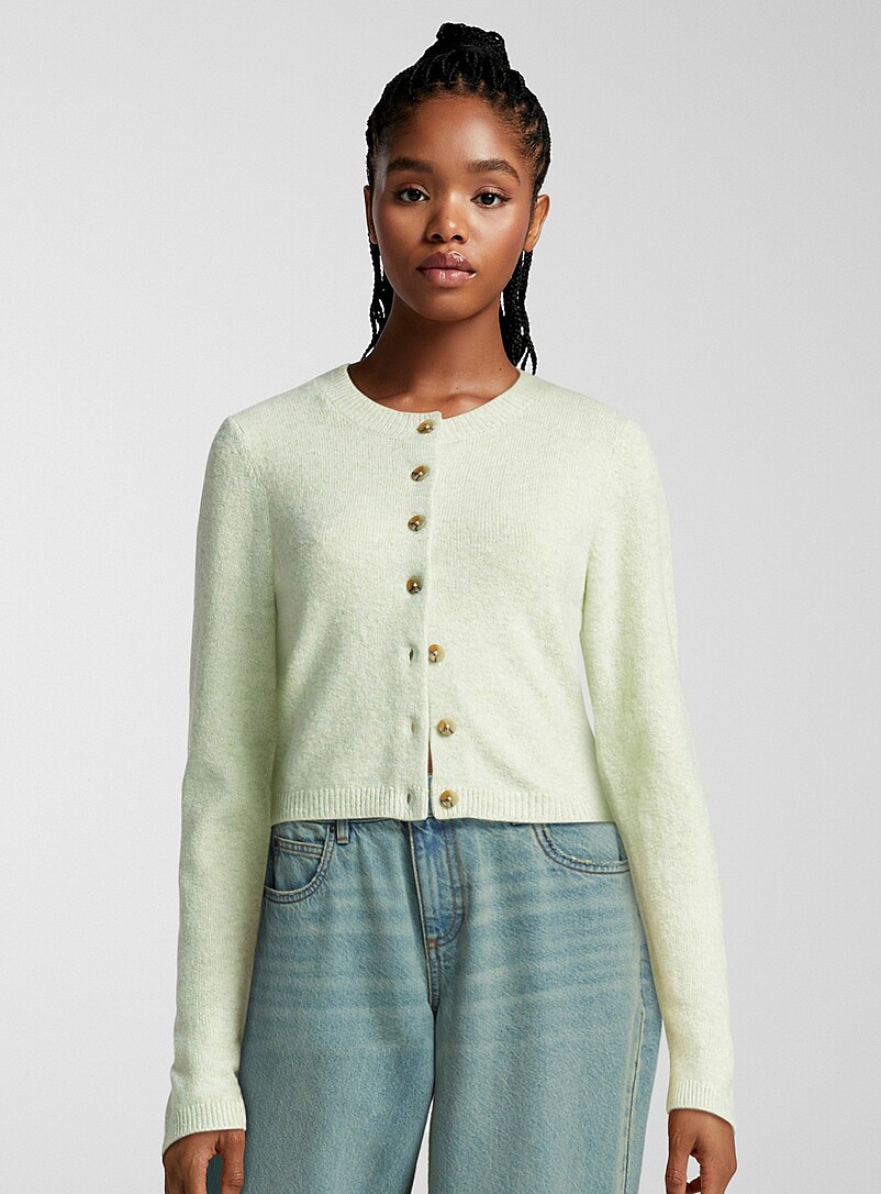 Cardigan Femme Court Tricoté Uni - Haut Élégant Polyvalent Style Décontracté Tendance