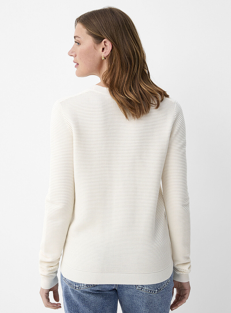 Contemporaine: Le chandail col rond fin tricot ottoman Noir pour femme