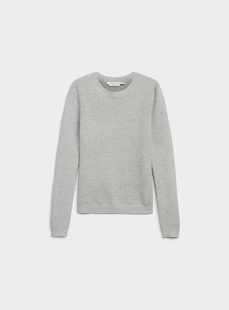 Contemporaine Black Fine ottoman-knit crew-neck sweater for women