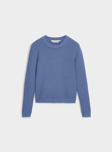 Fine ottoman-knit crew-neck sweater