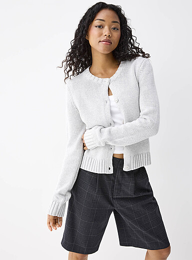 Twik: Le cardigan tricot &eacute;pais &agrave; boutons Gris pour femme