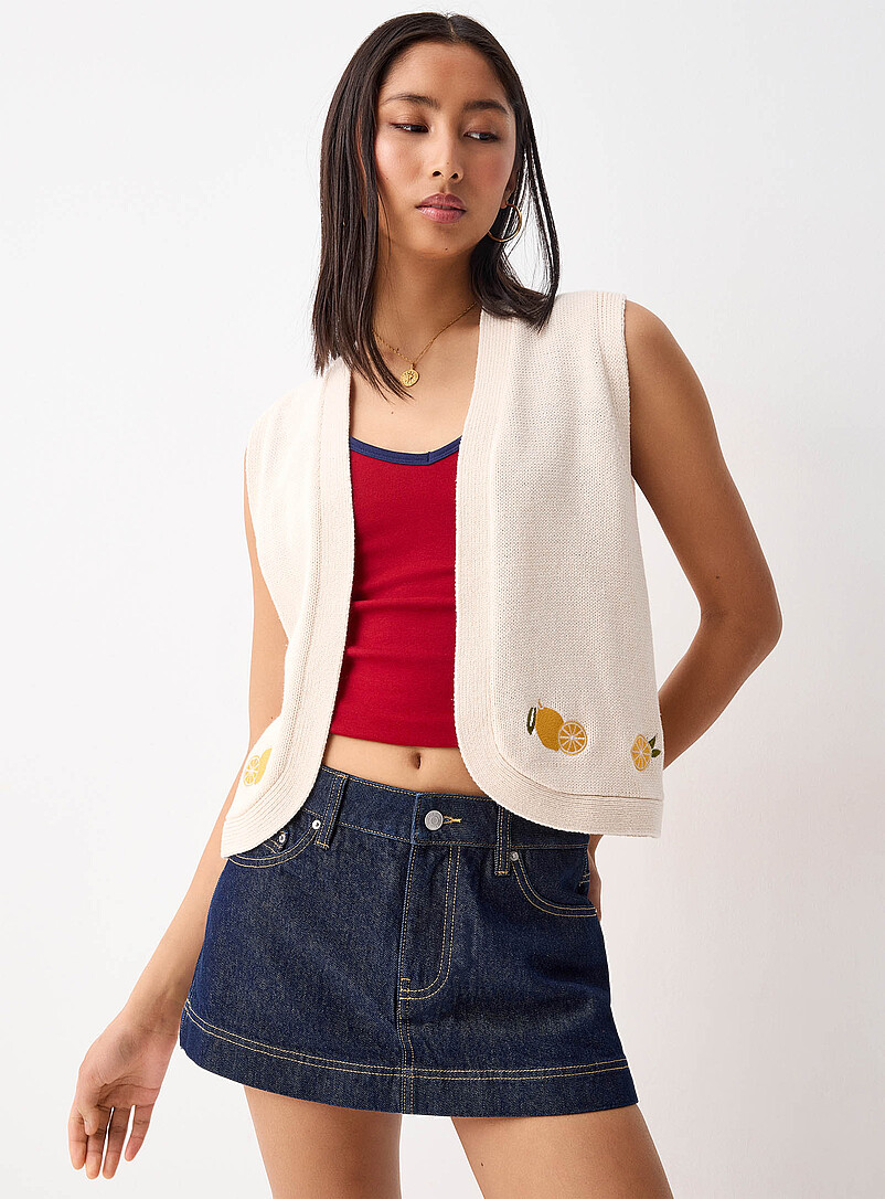 Twik Black Floral knit vest for women