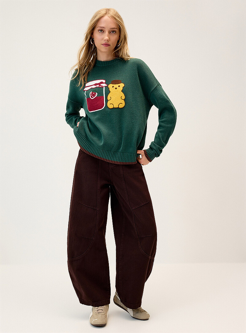 Twik Red Playful embroidery sweater for women