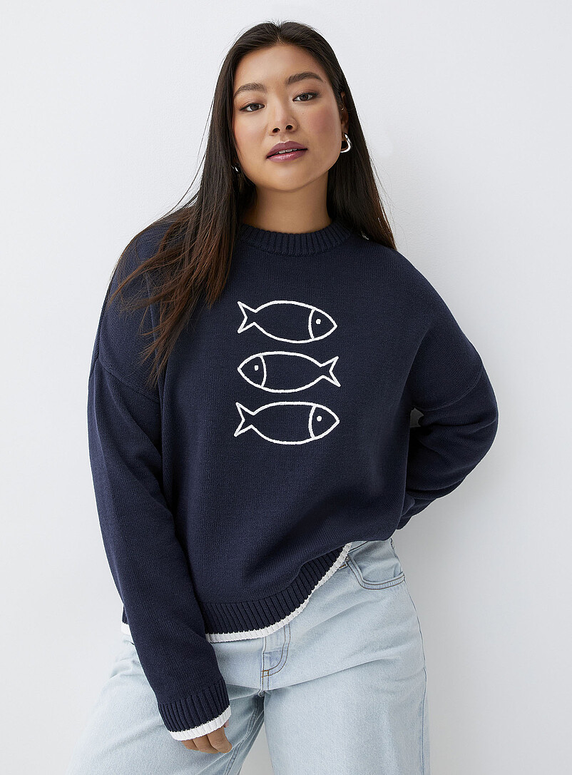 Twik Red Playful embroidery sweater for women