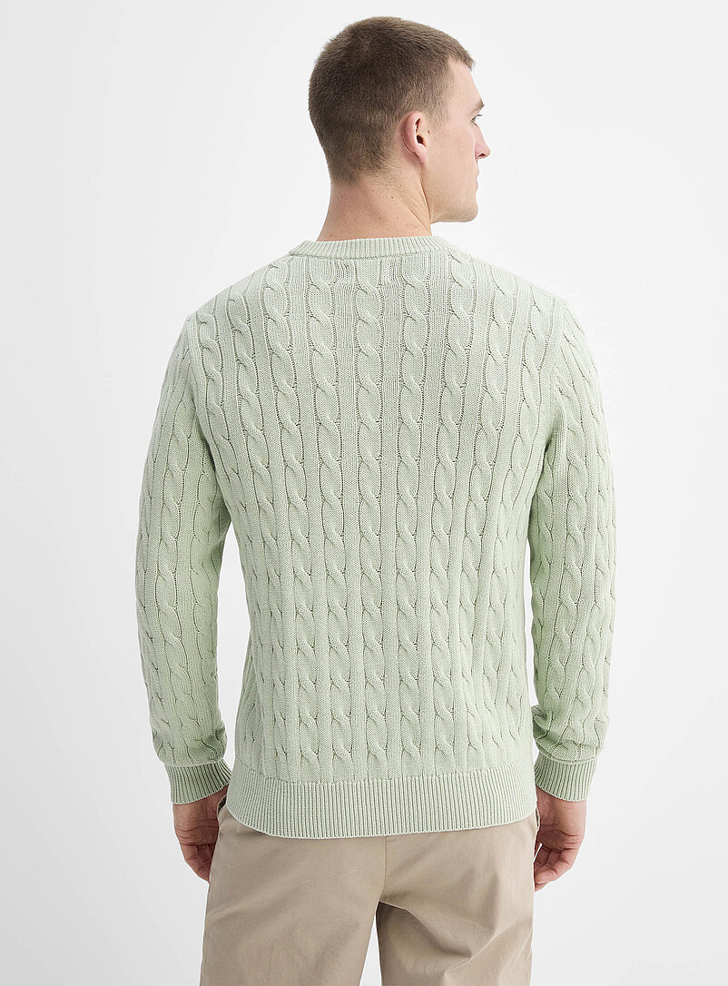 Le 31: Le chandail c&acirc;bles torsad&eacute;s Blanc cass&eacute; pour homme