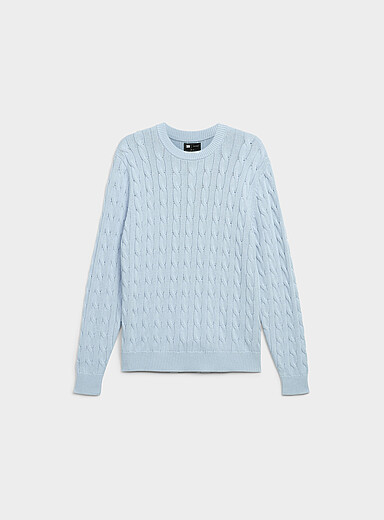 Le 31 Baby Blue Twisted-cable sweater for men