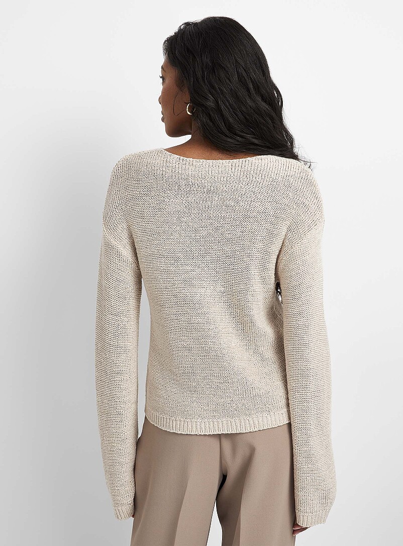 Contemporaine: Le chandail col bateau tricot textur&eacute; Chocolat - Espresso pour femme