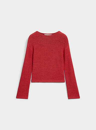 Textured knit boat-neck sweater