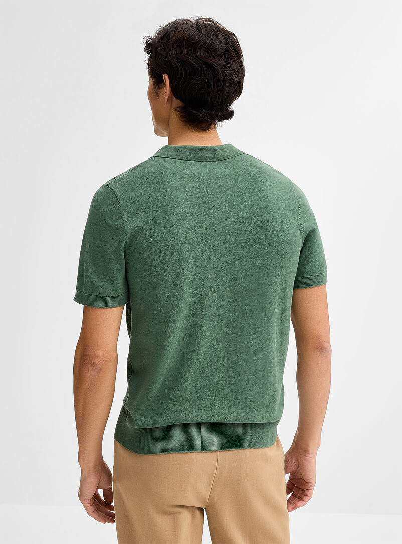 Le 31 Off White Basket-weave-knit textured polo for men