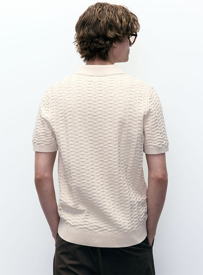 Le 31 Green Embossed jacquard polo for men