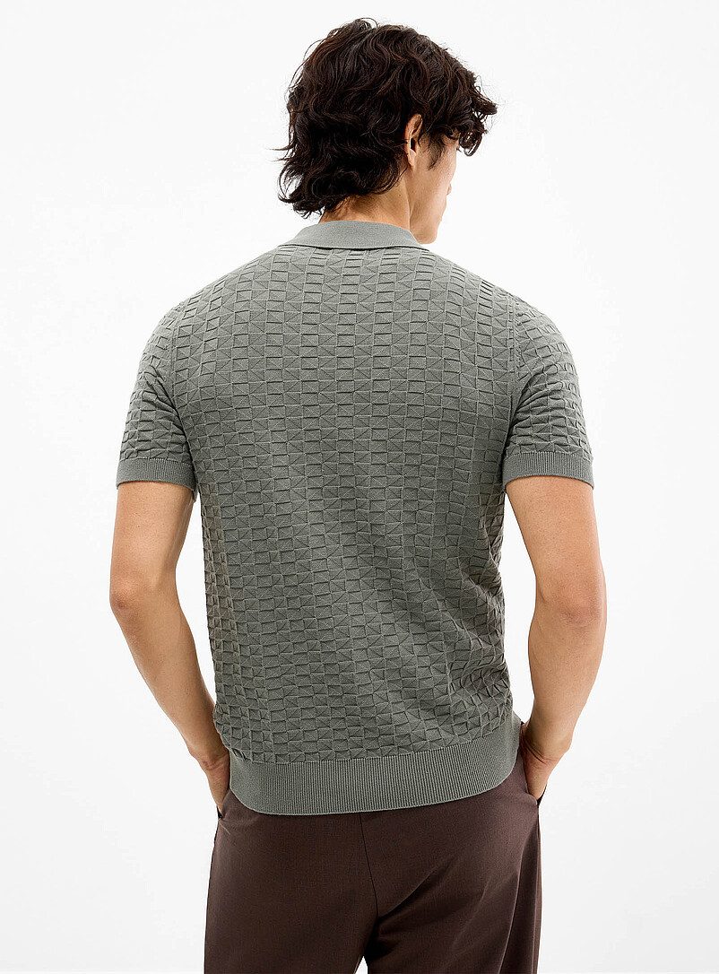 Le 31 Green Embossed jacquard polo for men